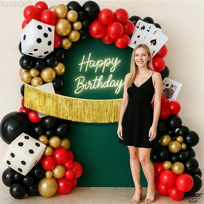 Katchon, Red Black and Gold Balloon Arch Kit - Huge, Pack of 90 | Black Red and Gold Balloons for Anniversary, Wedding and Birthday Decorations | Wedding Decor