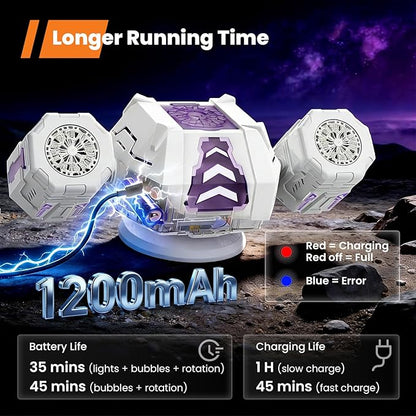 GoGonova Bubble Machine, 30000+ Bubbles/Min Rechargeable Kids Bubble Machine, Big Bubble Blower Maker, 360° Auto Rotation & 2 Speeds, 7-Color LED Lights, Mecha Overlord