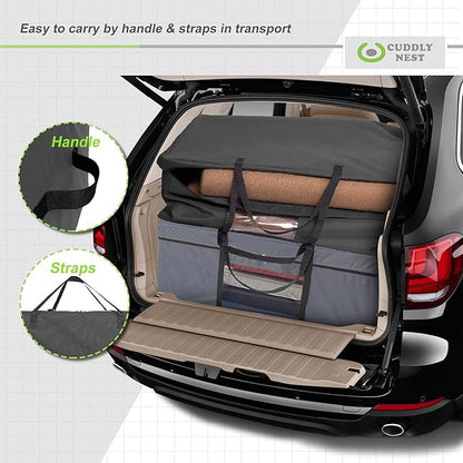 Cuddly Nest Folding Mattress Storage Bag - Heavy Duty Carry Case for Tri-Fold Guest Bed (Fits 6" Full Mattress,Black)