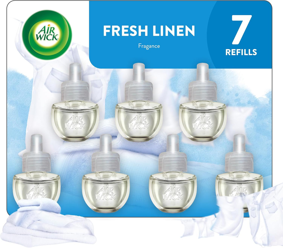 Air Wick Plug in Scented Oil Refill, 7 ct, Fresh Linen, Air Freshener, Essential Oils