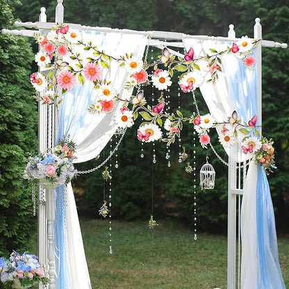 BLMHTWO 2PCS Flower Banner, Wildflower Garland for Enchanted Garden Theme Reusable Floral Banner Waterproof Garden Party Decorations for Wedding Backdrop Birthday Tea Supplies
