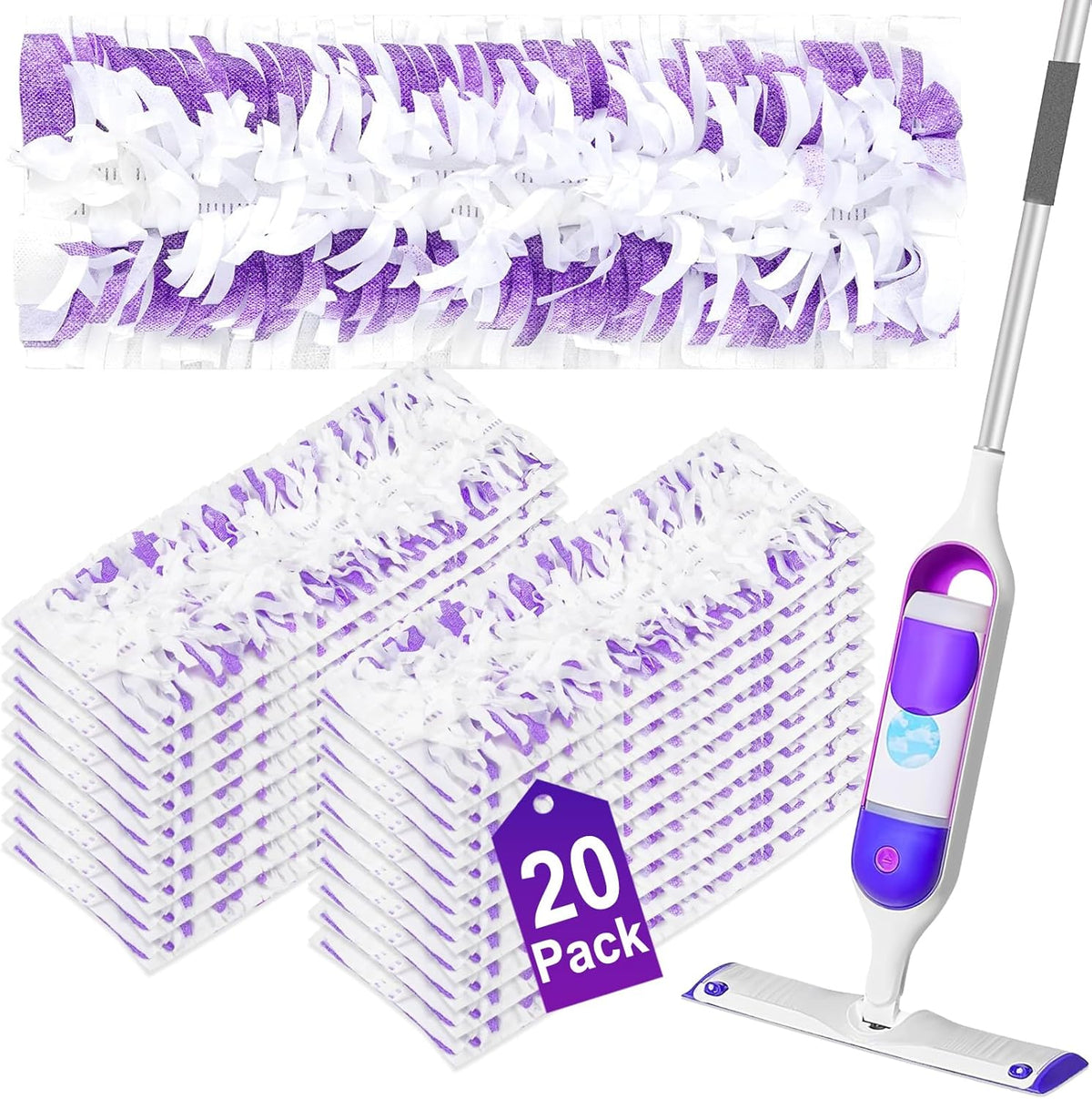 20 Count Power Mop Pads Refills for Swiffer Power Mop Pads,Compatible with Swiffer Power Mop Refills Replacement Disposable Power Mopping Pads Refills for Multi-Surface Floor Cleaning