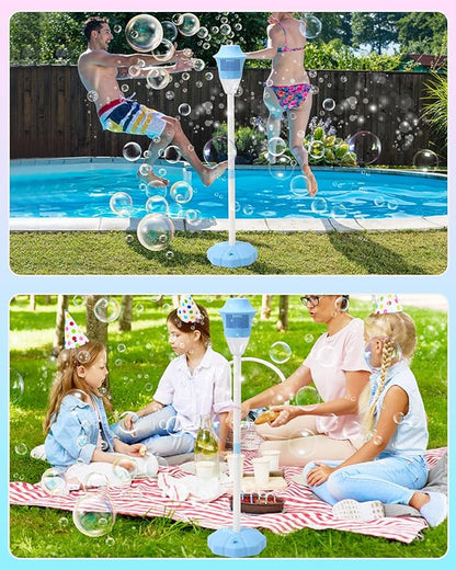 2Pcs Automatic Bubble Machine for Kids,Standing Torch Bubble Maker with Light/Music for Toddlers, Height Adjustable Up 21 to 47 Inches,Pecfect for Birthday and Outdoor Party, Gifts