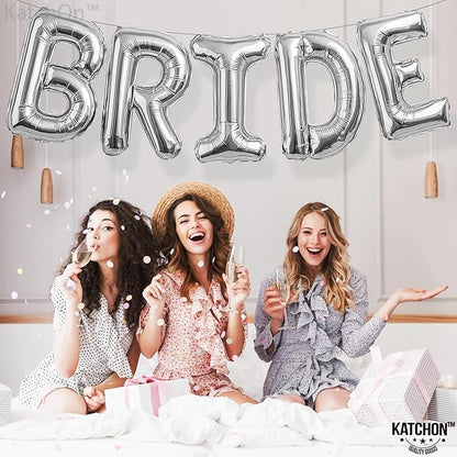 KatchOn, Giant Silver Bride Balloons - 40 Inch | Bachelorette Party Decorations | Silver Bride Balloons Bachelorette for Bridal Shower Decorations | Bridal Shower balloons