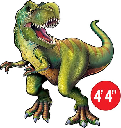Beistle Jointed Tyrannosaurus Cutout – 52" Large Dinosaur Wall Decoration with Moveable Limbs, T-Rex for Jurassic Dino Birthday Parties, Science Classrooms, and Prehistoric Themed Events