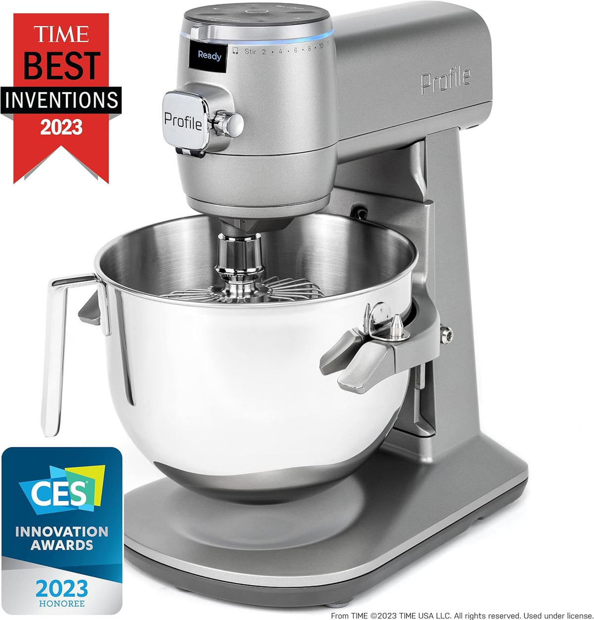 GE Profile Smart Stand Mixer w/Built-In Smart Scale & Auto Sense Technology, 7qt Stainless Steel Bowl, 11 Speed l Dough Hook, Beater