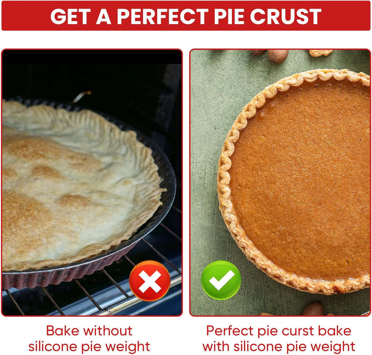 Pie Weights for Blind Baking 10" Tart Pan,Silicone Pie Weight for Baking Crust,Reusable Pies Crust Weights – for Pies/Tart/Quich– Food-Safe