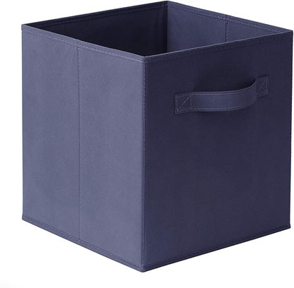Casafield Set of 6 Collapsible Fabric Cube Storage Bins, Navy Blue - 11" Foldable Cloth Baskets for Shelves, Cubby Organizers & More