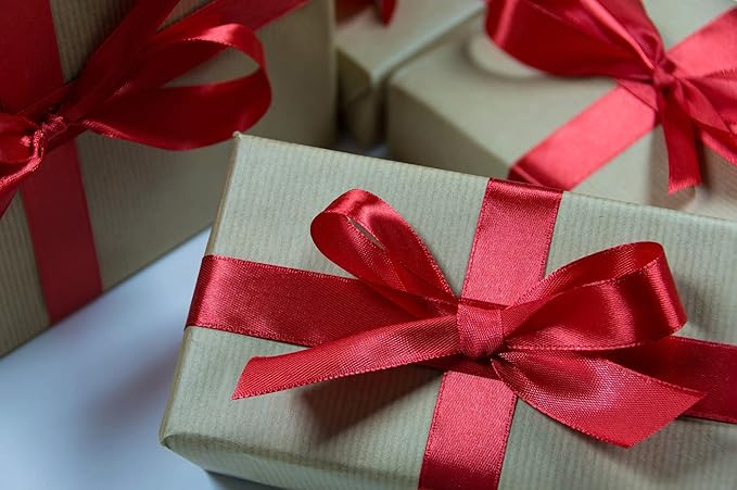 YASEO 1 Inch Dark Red Solid Satin Ribbon, 50 Yards Craft Fabric Ribbon for Gift Wrapping Floral Bouquets Wedding Party Decoration