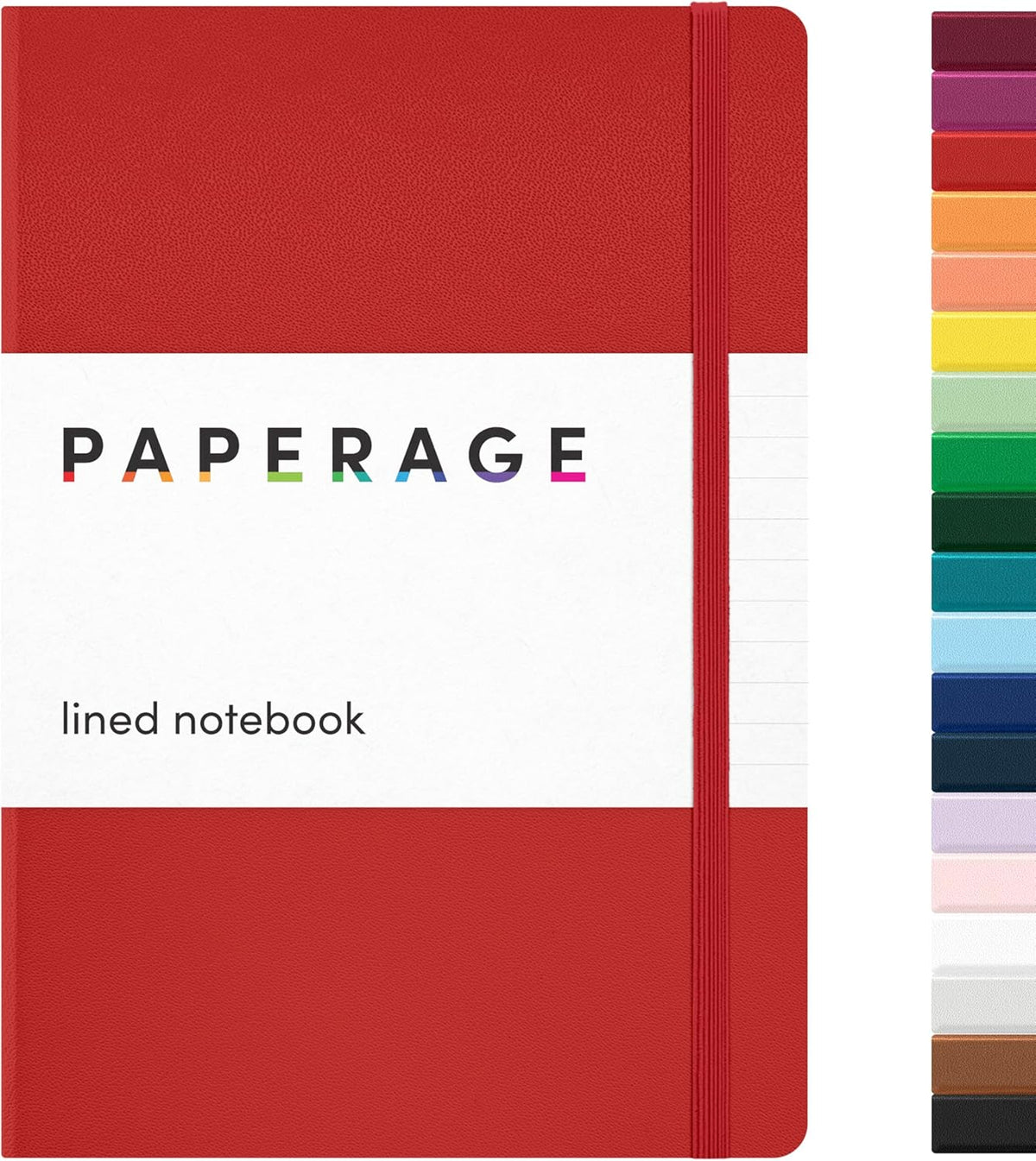 PAPERAGE Lined Journal Notebook, (Red), 160 Pages, Medium 5.6 in x 8 in - 100 GSM Thick Paper – Hardcover Journaling Notebook for Work, School & Note Taking