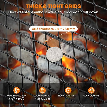Stanbroil X-Marks Fire Pit Cooking Grill Grates, Foldable Round Cooking Grate with Handles, 36 Inch Portable Outdoor Campfire BBQ Grill, Black