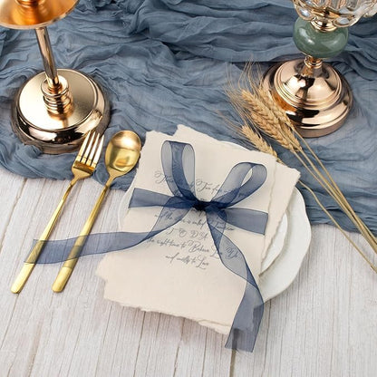 Blue and White Organza Ribbon - 1 Inch x 75 Yds - Navy, Gray, Blue, White - Clear Chiffon Tulle - Gift Wrapping, Flower Bouquet, Christmas Tree, Wedding Invitations, Bows, Crafts