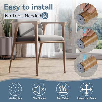 24PCS Silicone Chair Leg Floor Protectors for Hardwood Floors, Thicken Rubber Chair Leg Cap Covers, Non Slip Furniture Leg Pads to Protect Wood Tile Floors from Scratches and Reduce Noise