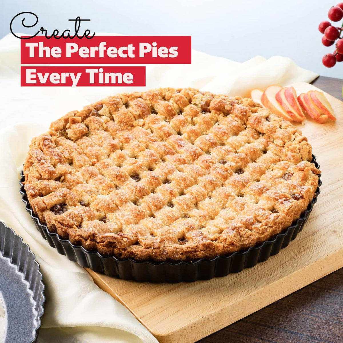 Tart Pan 10 Inch Removable Bottom- Carbon Steel Quiche Pan, Rust & Temperature Resistant Quiche Baking dish 550-600 °F- Non-Stick