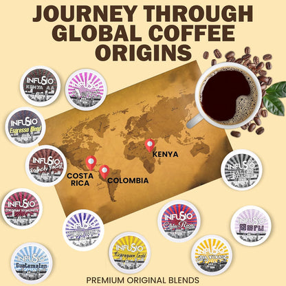 InfuSio Coffee Pods 96 Count Peru Medium Light Roast Single serve Coffee pods for Keurig K Cup® Brewers