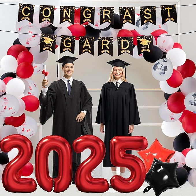 146 PCS Graduation Decorations 2025, Graduation Party Decor Class of 2025 Set of Balloons Boxes with Letters 2025 GRAD So Proud of You, Congrats Grad Party Decorations for Any Grades