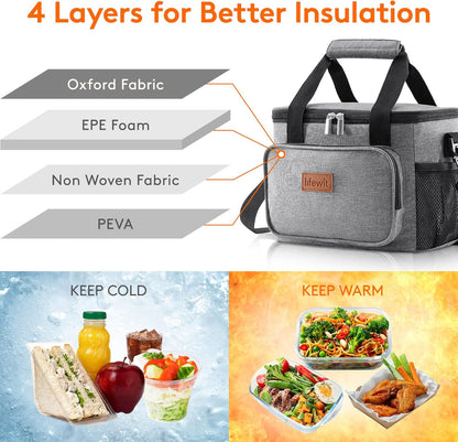 Lifewit Medium Lunch Bag Insulated Lunch Box Soft Cooler Cooling Tote for Adult Men Women, Gray 12-Can (9L)