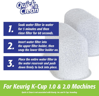 Quick & Clean 4-Pack of Cleaning Cups + 2 Filters with Descaler Bundle (2 Total Uses) - 2.0 Compatible, Descaling Solution for Keurig, Nespresso