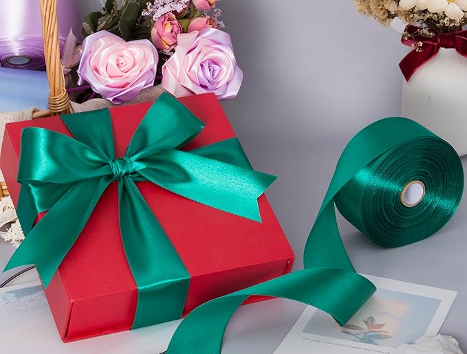 YASEO 1 1/2 Inch Teal Solid Satin Ribbon, 50 Yards Craft Fabric Ribbon for Gift Wrapping Floral Bouquets Wedding Party Decoration