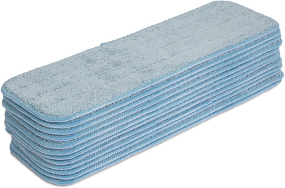 Arkwright Spray Mop Replacement Pads - (Case of 120) Bulk Microfiber Flat Dry and Wet Refill Mop Pads Floor Cleaning, Compatible with Bona and Rubbermaid, Fits All Mop Heads, 18 in, Blue