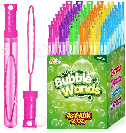 SpringFlower 48 Pcs Bubble Wand, Bubble Wands Bulk, Bubble Party Favor Supply for Summer Indoor & Outdoor Activities, Bubble Solution Summer Toy in 6 Colors, Birthday,Wedding, Party