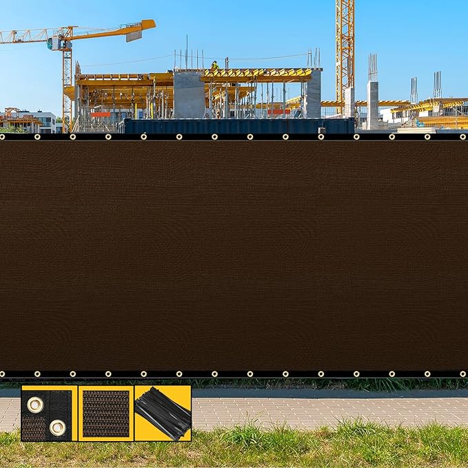 Customized 8' x 173' Brown Fence Privacy Screen,with Bindings & Grommets,Heavy Duty for Gardens,Backyard,Patio,Tennis Court,Pool,Construction Project, We Make Custom Sizes