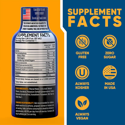 B12 Overload Extra Strength Energy Shot – Mixed Berry – 260mg Caffeine, 14000% B12, Electrolytes – Energy & Vitality Support
