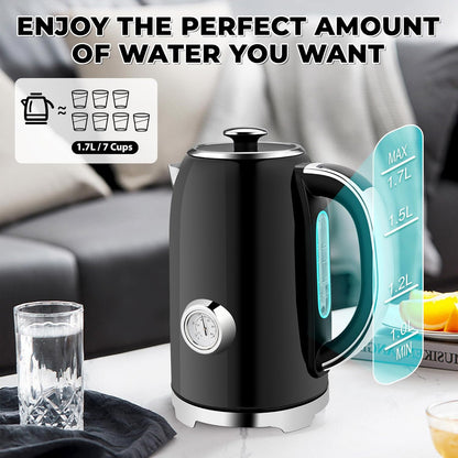 Susteas Electric Kettle Temperature Control - 57oz Hot Water Boiler with Thermometer, 1500W Fast Heating Stainless Steel Tea Kettles