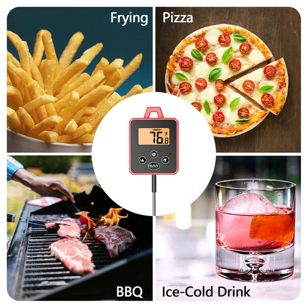 Waterproof Digital Candy Thermometer for Candy Making, Instant Read Cooking Thermometer with Pot Clip, Backlight LCD, 8" Long Probe