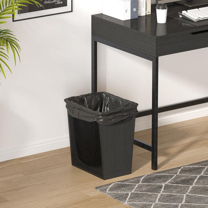 Piskyet Black Office Trash Can for Near Desk,7 Gallon Unique Wood Bedroom Garbage Can,Vintage Wastebasket with Handle, Decorative Trash Can for Home Office,2pack 12.2" L x 9.6" W x 14.9" H