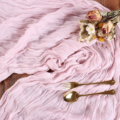 Pink Cheesecloth Table Runner 13.3FT Rustic Sheer Gauze Table Runners 157 Inch Boho Cheese Cloth Table Decorations for Wedding Party Spring Bridal Baby Shower Home Decor