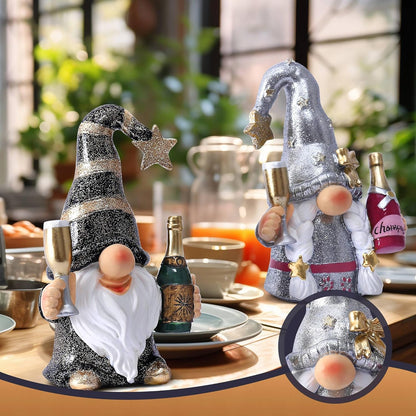 Champagne Gnomes Christmas Decorations for Home Party Gnomes Figurines Wine Bar Decor Gnomes Gifts for Women Champagne Birthday Wedding Party