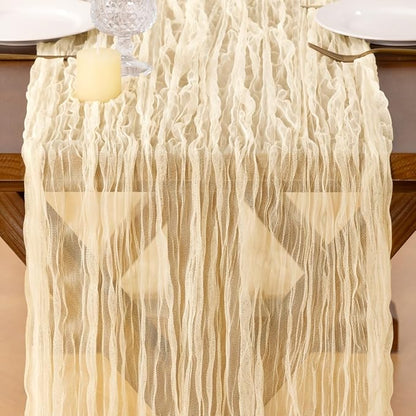 Socomi Beige Cheesecloth Table Runner Tulle Gauze Cheese clothBoho Rustic 120 inch 10FT Runner for Wedding Party Baby Shower Birthday Holiday Decorations 1pc