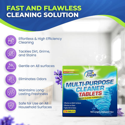 True Fresh All Purpose Cleaner Refill Tablets (24 Count) – Makes 384 fl oz, Effortless Cleaning Power For Multisurface Cleaning - Removes Tough Grimes, Stains and Acts as Degreaser