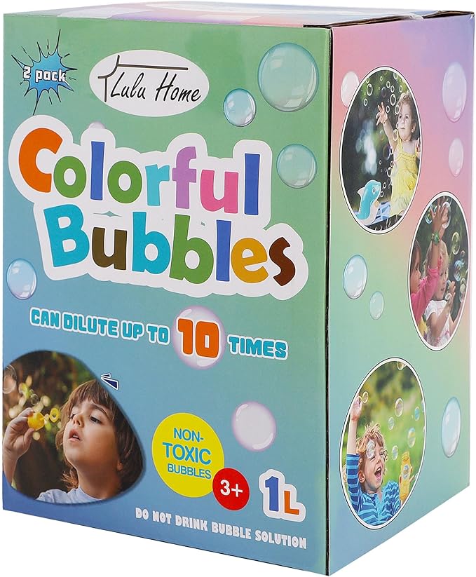 Lulu Home 2 Packs Bubble Concentrated Solution, 1 L/ 33.8 OZ Bubble Refill Solution for Kids Bubble Machine, Giant Bubble Wand, Bubble Blower Toys, Birthday Party Favors (Purple Bottle)