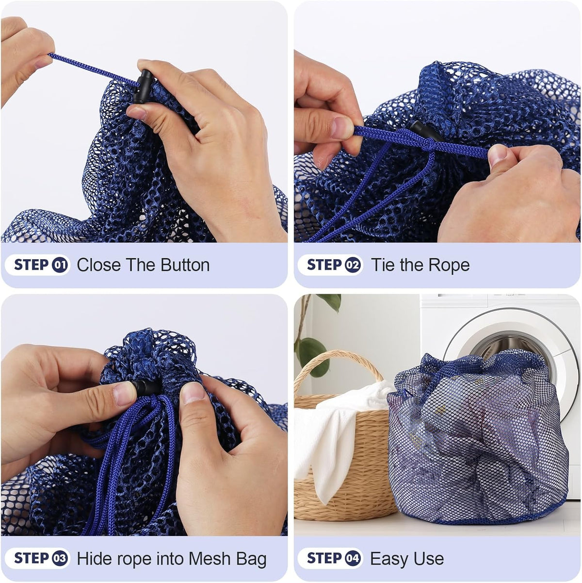 3Pcs Mesh Laundry Bags Washing Machine Mesh Wash Bags Jumbo for Delicates Clothes,Bed Linen,Toys with Drawstring Closure Sturdy(3 XXLarge 28 x 26 Inches, Blue)