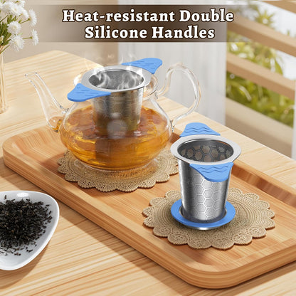 Tea Infuser for Loose Leaf Tea,18/8 Stainless Steel Tea Infuser with Heat Proof Silicone Handles