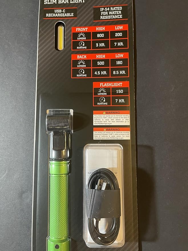 ICON 800 Lumen LED Rechargeable Magnetic Handheld Foldable Slim Bar Work Light (Green)