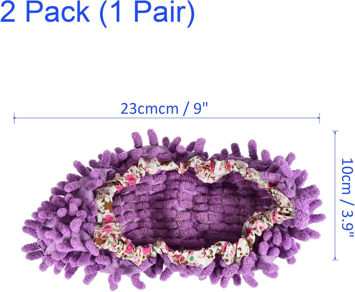 1 Pair Washable Cleaning Shoes Cover - Floor Cleaning Dust, Chenille Microfiber Duster Mop Slippers, Apply to House Office Room (Purple)