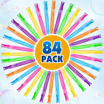 OCHIDO 84 Pcs Bubble Wand in 6 Colors, Bubble Wands Bulk for Kids Party Favors, Bubbles Party Favors for Summer Toys Gift, Indoor Outdoor Activity, Birthday Party, Wedding, Goodie Bags Stuffers