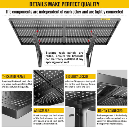 2Pack 2x3ft Adjustable Metal Garage Wall Shelving Heavy Duty Garage Storage Shelf Wall Mounted Black