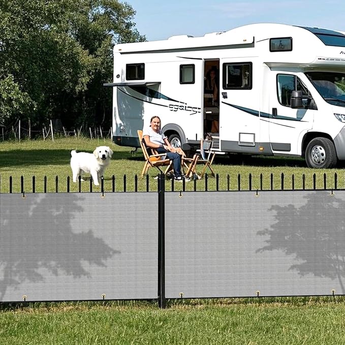 2.5' x 135' Balcony Privacy Screen Fence Cover with Zip Ties Grommets for Apartment Patio Porch Deck Backyard Outdoor (Gray)