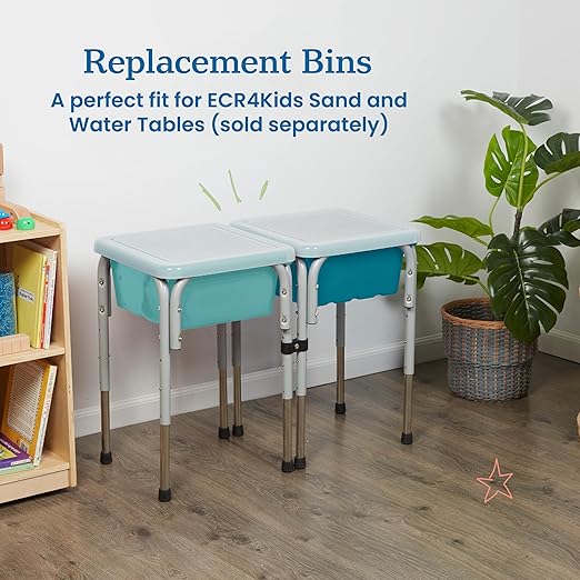 ECR4Kids Stackable Square Bins with Non-Snap Lids, Multipurpose Organization, Turquoise, 2-Pack