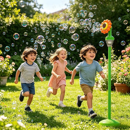 Bubble Machine for Kids - Bubble Maker with Lights and Music Automatic Bubble Stand Machine for Parties Birthday Wedding Toddlers Kid Summer Outdoor Toys (Red Flower)