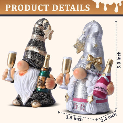 Champagne Gnomes Christmas Decorations for Home Party Gnomes Figurines Wine Bar Decor Gnomes Gifts for Women Champagne Birthday Wedding Party
