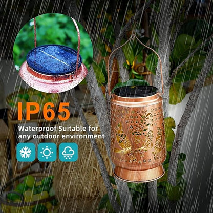 Cardinal Mothers Day Gifts Solar Lanterns Outdoor Waterproof, Metal Large Solar Lantern Light with Upgraded 2000mAH Battery, Birthday Gifts for Women Mom Grandma, Garden Decor for Patio Yard Lawn