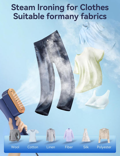 Steamer for Clothes Portable Handheld Garment Steamer,15s Fast Heat-up,100ml Water Tank,Steamer Ironing Gloves,20 Minutes of Continuous Ironing for Travel and Home
