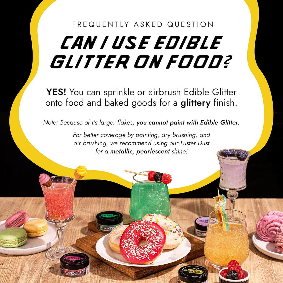 Monégasque Canary Yellow Edible Glitter for Drinks 10g – Yellow Edible Glitter for Cakes & Cocktails – Halloween Cocktail Drink Shimmer Flakes