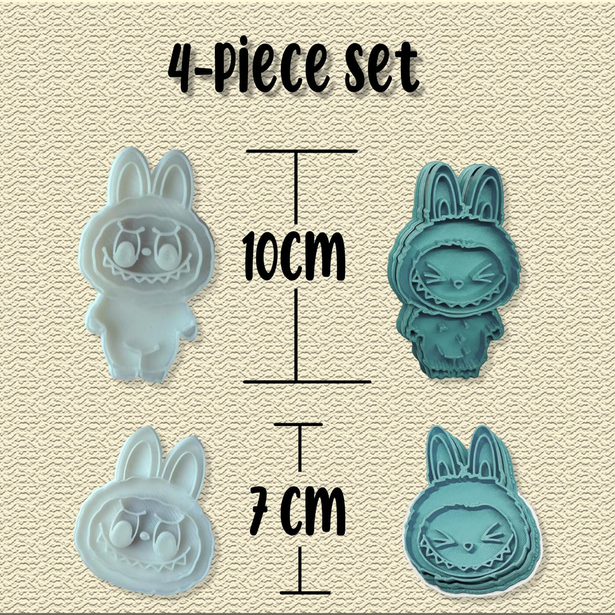 4-Piece Monster Spirit Cookie Stamp Set 3d Cute Doll Cookie Stamp Set With Cutter Suitable For Everyday Baking The Perfect Gift For Baking