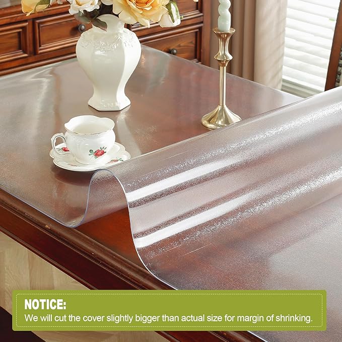 Frosted Clear Table Protector 40 x 60 Inch, 2mm Thick Plastic Table Cover, Waterproof PVC Clear Table Cover Protector, Desk Protector Mat, Writing Desk Pad for Desktop, Coffee & Dining Room Table